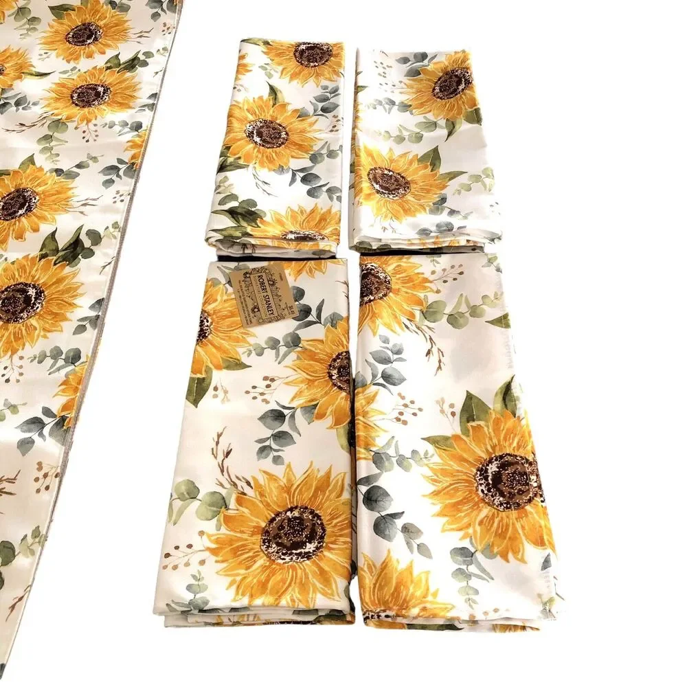 Robert Stanley 4 Napkins and Table Runner Fall Country Sun Flower Unused READ